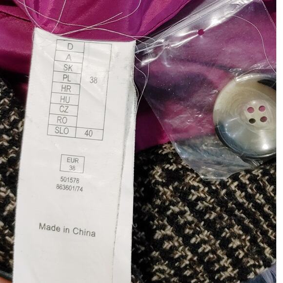 Orsay Tweed Mock Neck Button Wool Plaid Blazer Jacket Brown Womens EU 38 US 6 - Picture 5 of 10